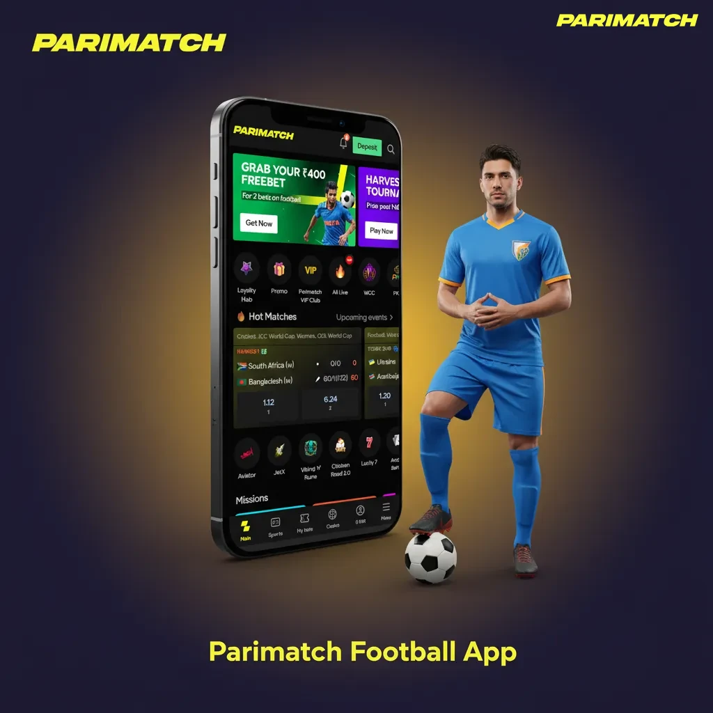 Parimatch India football app with live odds and cash out feature.