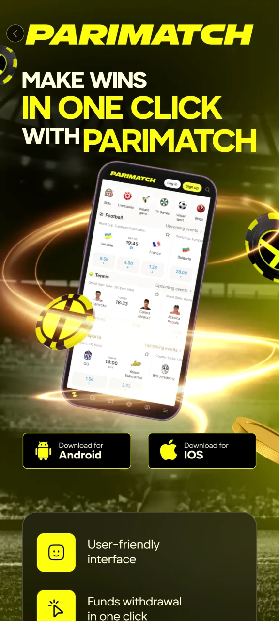 Open the official Parimatch website and go to the mobile apps section.