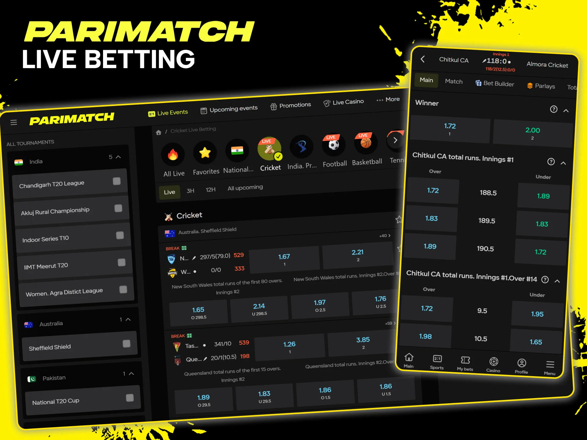 Experience the thrill of real-time cricket betting with live bets and the best odds from Parimatch.