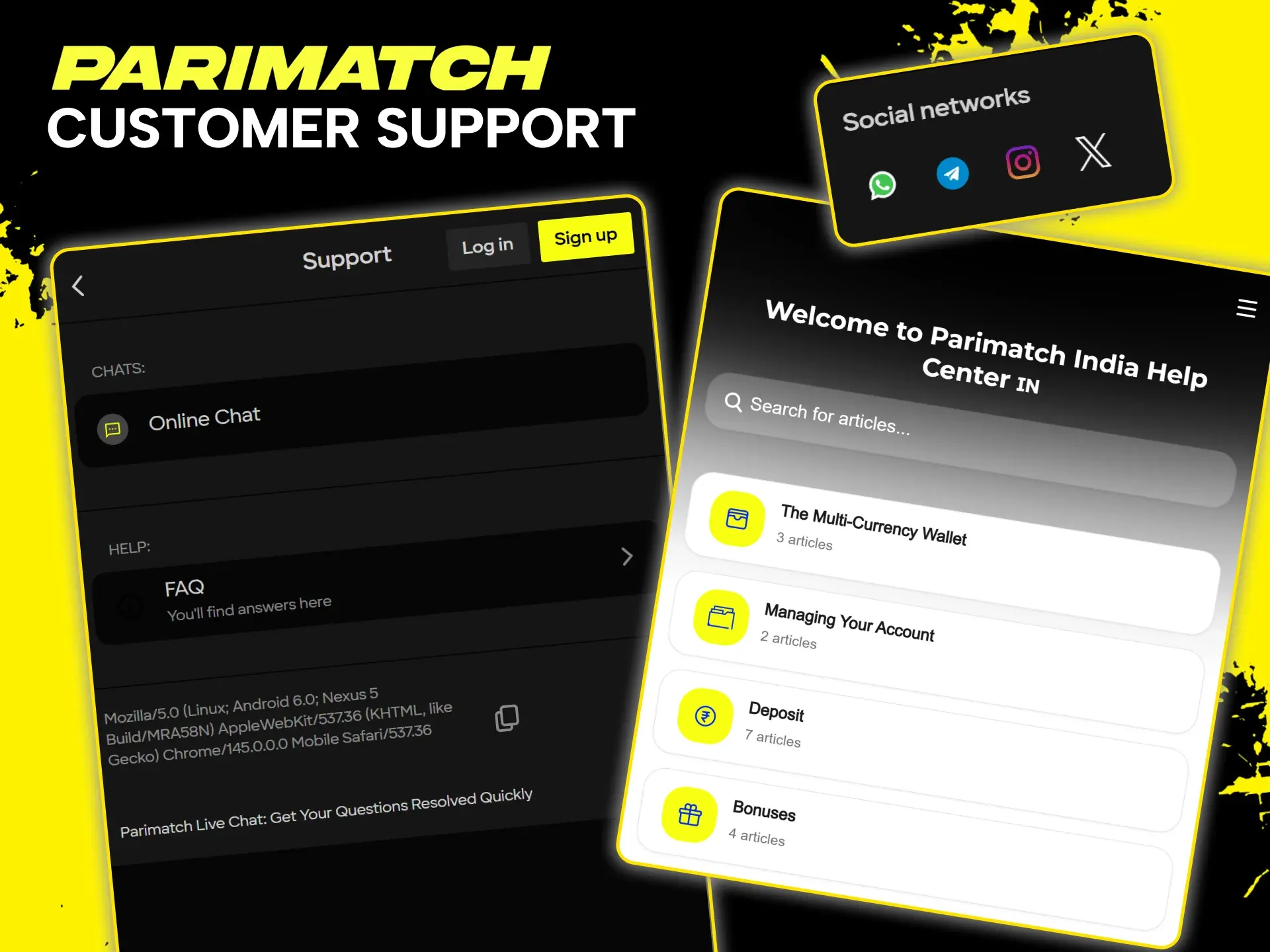 Contact Parimatch customer support via online chat, social media, or any other available method.